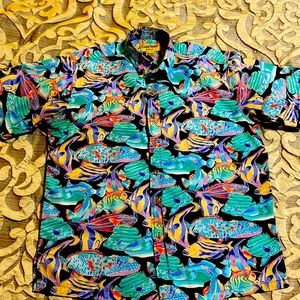 Cooke Street Fish Enthusiast Hawaiian Button Down Shirt size M